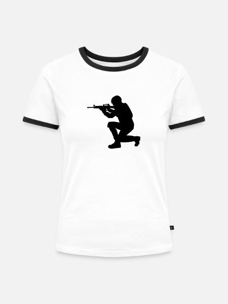 Soldat - Frauen Kontrast-T-Shirt - Weiß/Schwarz