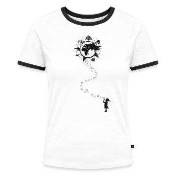 Earth-Shirt - Frauen Kontrast-T-Shirt - Weiß/Schwarz - Vorne - Selfina (174cm)