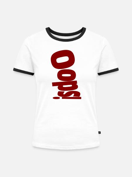 Oops Fall - Frauen Kontrast-T-Shirt - Weiß/Schwarz