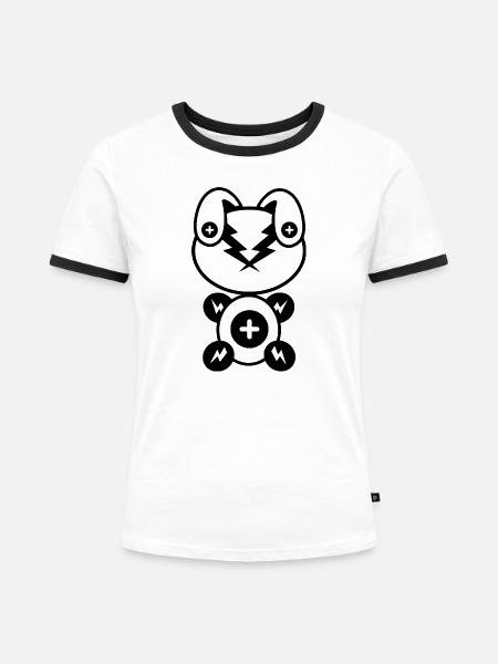 Plüschig: Plüschig - Frauen Kontrast-T-Shirt - Weiß/Schwarz