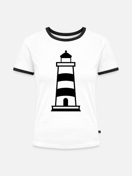 Leuchtturm - Frauen Kontrast-T-Shirt - Weiß/Schwarz