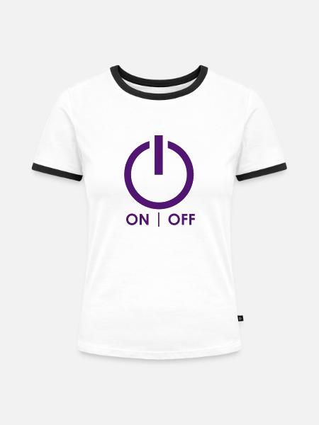 ON / OFF - Frauen Kontrast-T-Shirt - Weiß/Schwarz