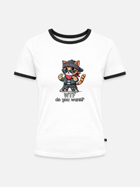 WTF willst du? - Frauen Kontrast-T-Shirt - Weiß/Schwarz