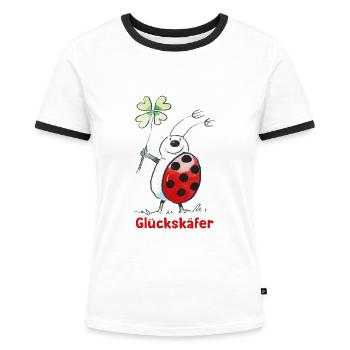 TABALUGA Glückskäfer Bully Der Marienkäfer - Frauen Kontrast-T-Shirt - Weiß/Schwarz - Vorne - Selfina (174cm)
