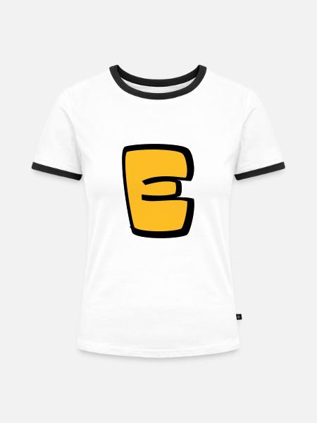 Alphabet E - Frauen Kontrast-T-Shirt - Weiß/Schwarz