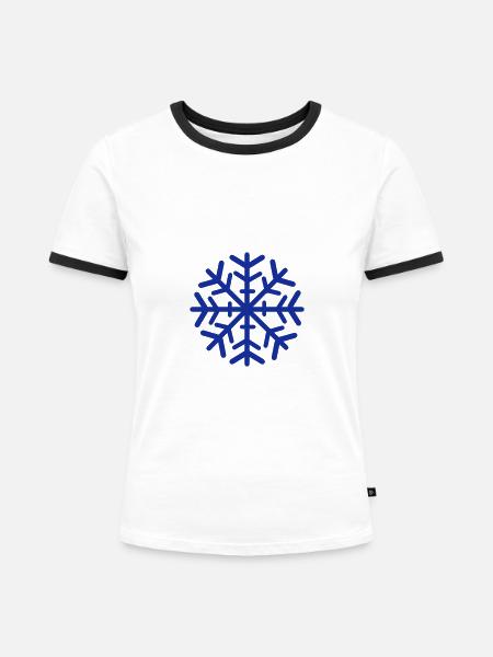 Schneeflocke - Frauen Kontrast-T-Shirt - Weiß/Schwarz