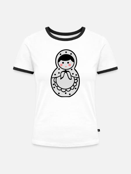 piroschka_1 - Frauen Kontrast-T-Shirt - Weiß/Schwarz