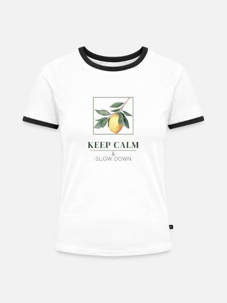 Keep Calm & Slow Down - Frauen Kontrast-T-Shirt - Weiß/Schwarz