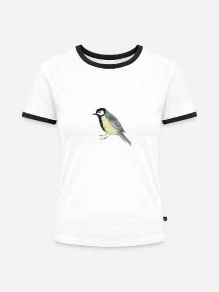 Kohlmeise - Frauen Kontrast-T-Shirt - Weiß/Schwarz