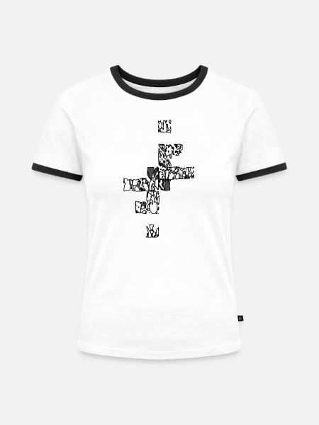 Zerbrochener Diamant in Weiß - Frauen Kontrast-T-Shirt - Weiß/Schwarz