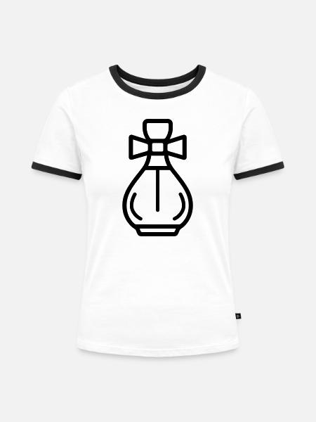 Parfümflasche - Frauen Kontrast-T-Shirt - Weiß/Schwarz