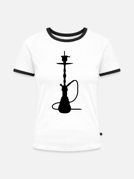 shisha silhouette - Frauen Kontrast-T-Shirt - Weiß/Schwarz