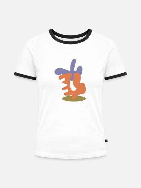 Abstrakte Formen - Frauen Kontrast-T-Shirt - Weiß/Schwarz