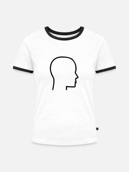 Kopf - Frauen Kontrast-T-Shirt - Weiß/Schwarz