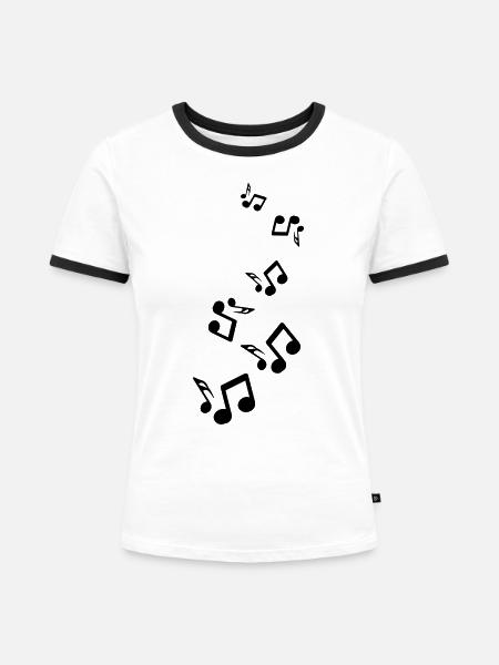 Musiknoten zeichen - Frauen Kontrast-T-Shirt - Weiß/Schwarz