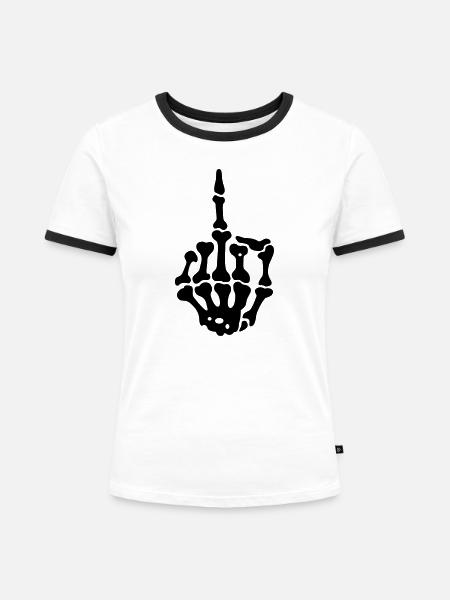 middlefinger Mittelfinger - Frauen Kontrast-T-Shirt - Weiß/Schwarz