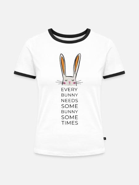 every bunny needs some bunny - Frauen Kontrast-T-Shirt - Weiß/Schwarz