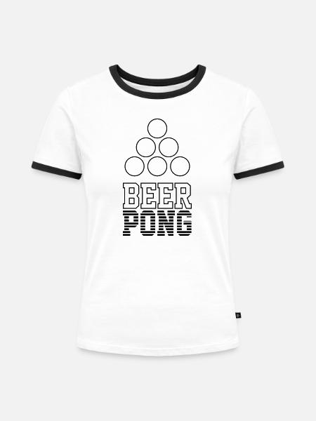Bier Pong Logo 7 - Frauen Kontrast-T-Shirt - Weiß/Schwarz