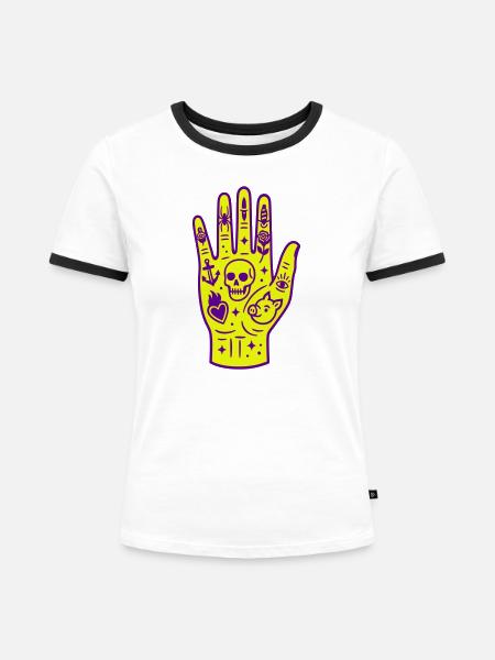Okkult Hand Pop Art - Frauen Kontrast-T-Shirt - Weiß/Schwarz