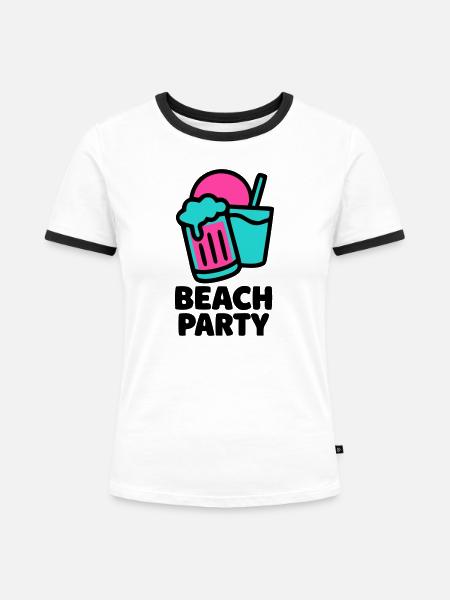 Beach Party Bierkruege Logo - Frauen Kontrast-T-Shirt - Weiß/Schwarz
