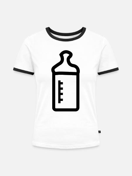 babyflasche - Frauen Kontrast-T-Shirt - Weiß/Schwarz