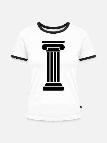 Griechische Säule - Frauen Kontrast-T-Shirt - Weiß/Schwarz