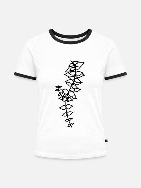 simple Wildblume - Frauen Kontrast-T-Shirt - Weiß/Schwarz
