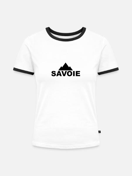 Savoyer Gebirge - Frauen Kontrast-T-Shirt - Weiß/Schwarz