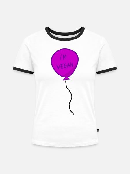 Ballon - Frauen Kontrast-T-Shirt - Weiß/Schwarz