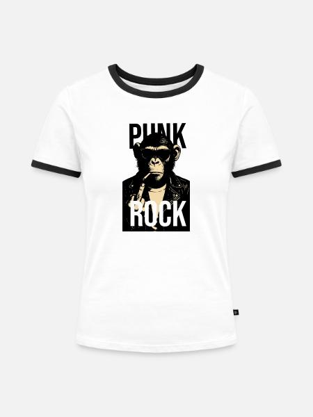 Felschimpansen-Rebellenporträt - Frauen Kontrast-T-Shirt - Weiß/Schwarz