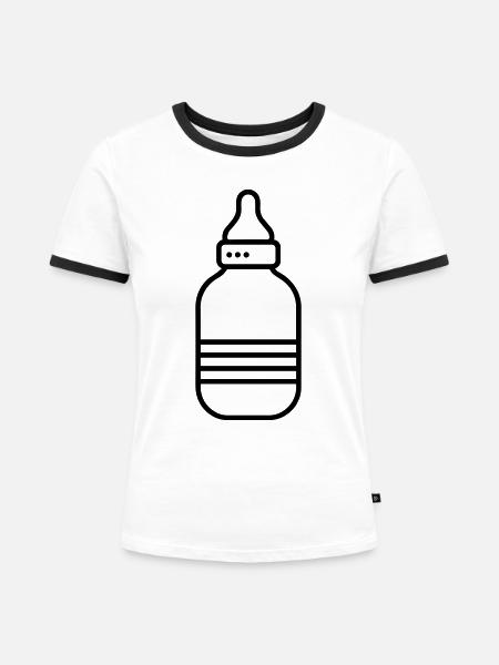 Flasche - Frauen Kontrast-T-Shirt - Weiß/Schwarz