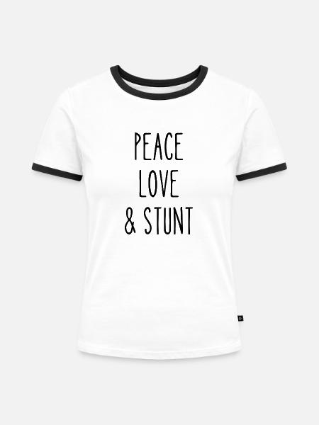 Frieden Liebe Stunt - Frauen Kontrast-T-Shirt - Weiß/Schwarz