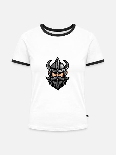 Wikinger Kopf Valhalla - Frauen Kontrast-T-Shirt - Weiß/Schwarz