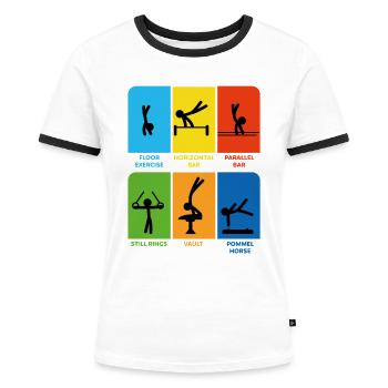 Gymnastik Männerturnen Veranstaltungen Turner - Frauen Kontrast-T-Shirt - Weiß/Schwarz - Vorne - Selfina (174cm)