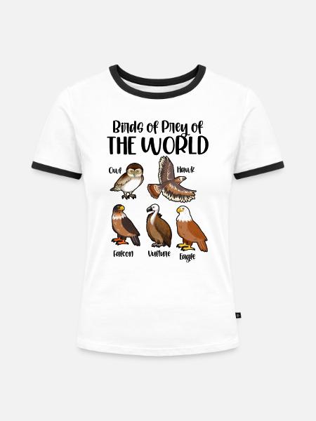 Raubvögel der Welt - Frauen Kontrast-T-Shirt - Weiß/Schwarz