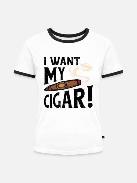 Zigarre Rauchen Zigarren Raucher - Frauen Kontrast-T-Shirt - Weiß/Schwarz