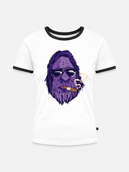 Zigarre Rauchen Zigarren Raucher - Frauen Kontrast-T-Shirt - Weiß/Schwarz