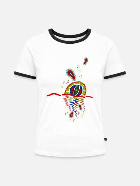 Udaya Netra - Frauen Kontrast-T-Shirt - Weiß/Schwarz