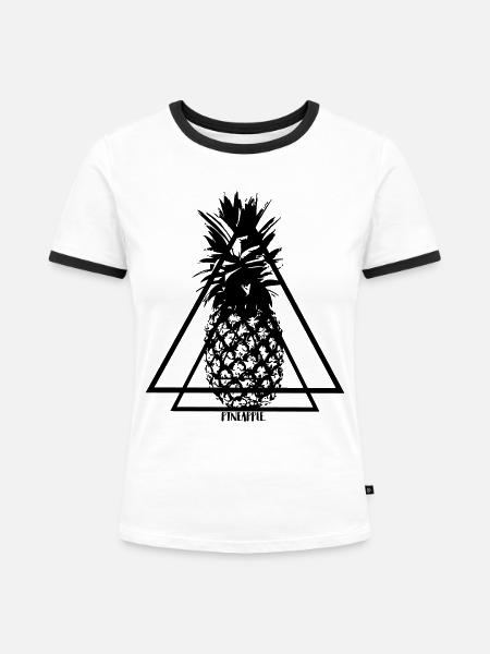 Pineapple - Frauen Kontrast-T-Shirt - Weiß/Schwarz