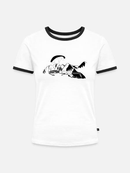 Bergflieger - Frauen Kontrast-T-Shirt - Weiß/Schwarz