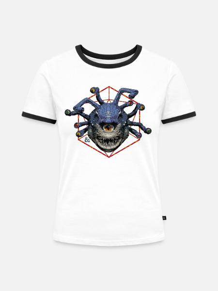 Dungeons & Dragons DND Beholder - Frauen Kontrast-T-Shirt - Weiß/Schwarz
