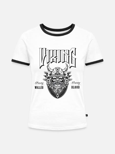 Vikings Design - Frauen Kontrast-T-Shirt - Weiß/Schwarz