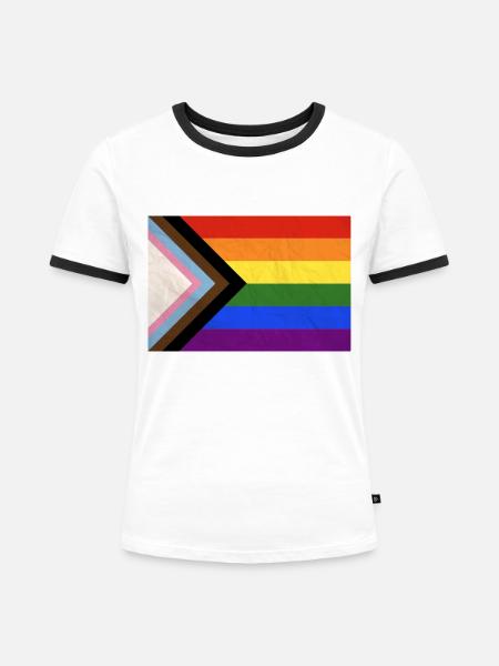 Progress Flag - Frauen Kontrast-T-Shirt - Weiß/Schwarz