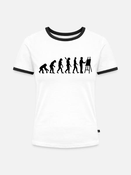 Maler - Frauen Kontrast-T-Shirt - Weiß/Schwarz