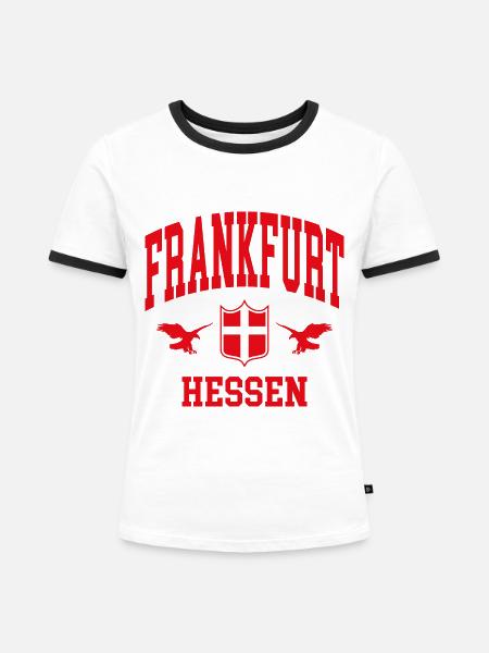Frankfurt - Frauen Kontrast-T-Shirt - Weiß/Schwarz