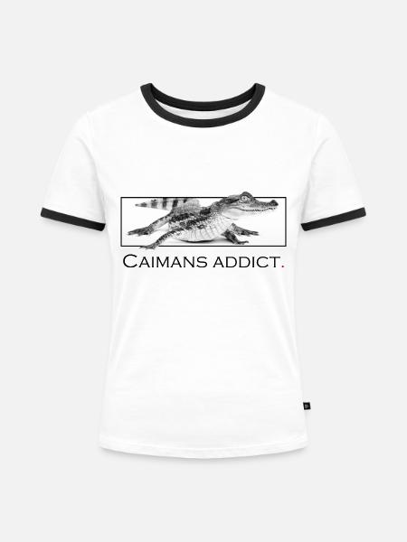 Kaimansüchtig - Frauen Kontrast-T-Shirt - Weiß/Schwarz