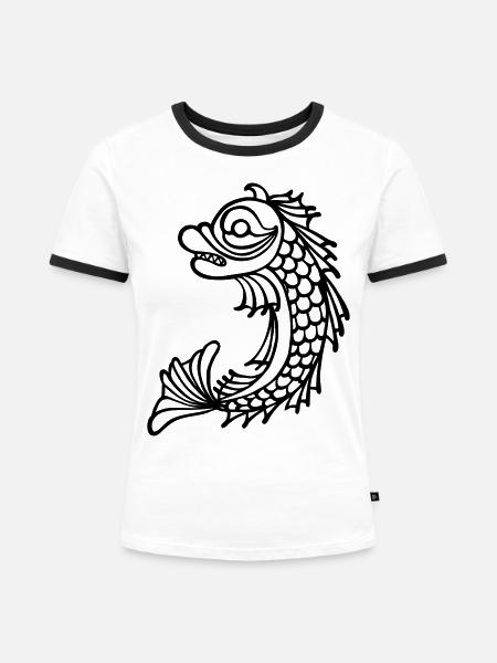 grenobler Delphin - Frauen Kontrast-T-Shirt - Weiß/Schwarz