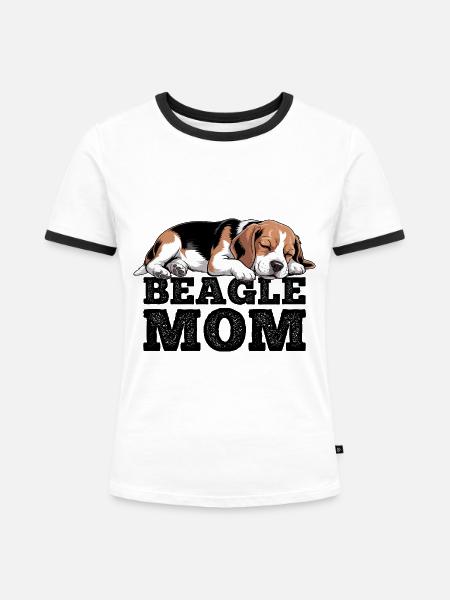 Beagle Mama - Frauen Kontrast-T-Shirt - Weiß/Schwarz