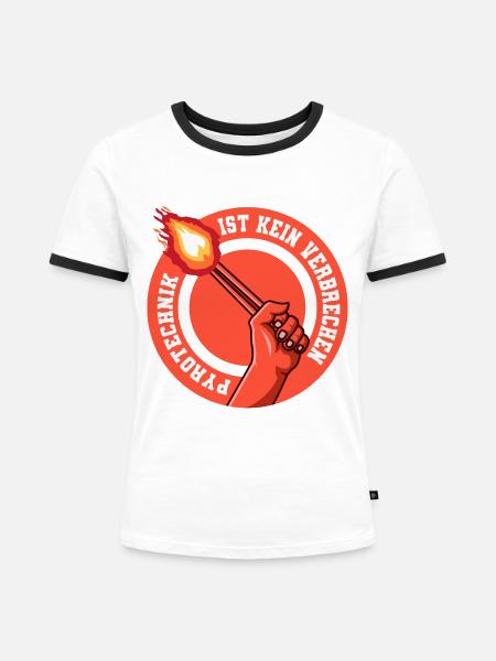 Pyrotechnik ist kein Verbrechen - Frauen Kontrast-T-Shirt - Weiß/Schwarz