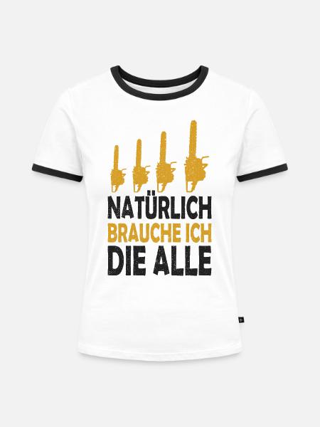 Holzfäller - Frauen Kontrast-T-Shirt - Weiß/Schwarz